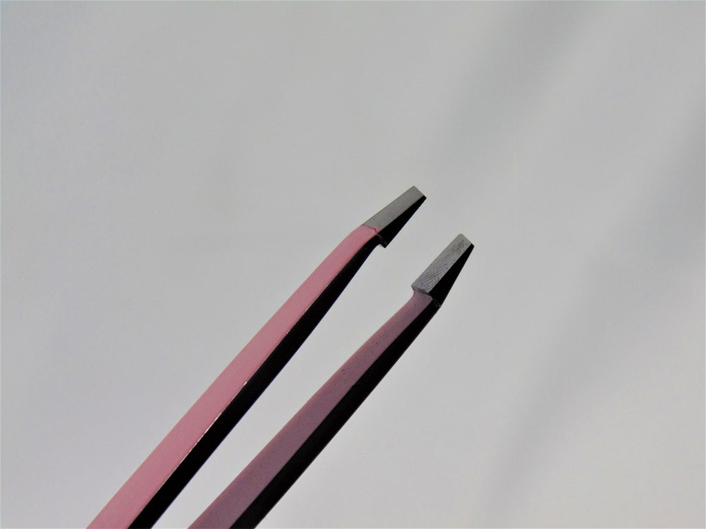 Pink Eyebrow Tweezers Slanted Tip 4" inches