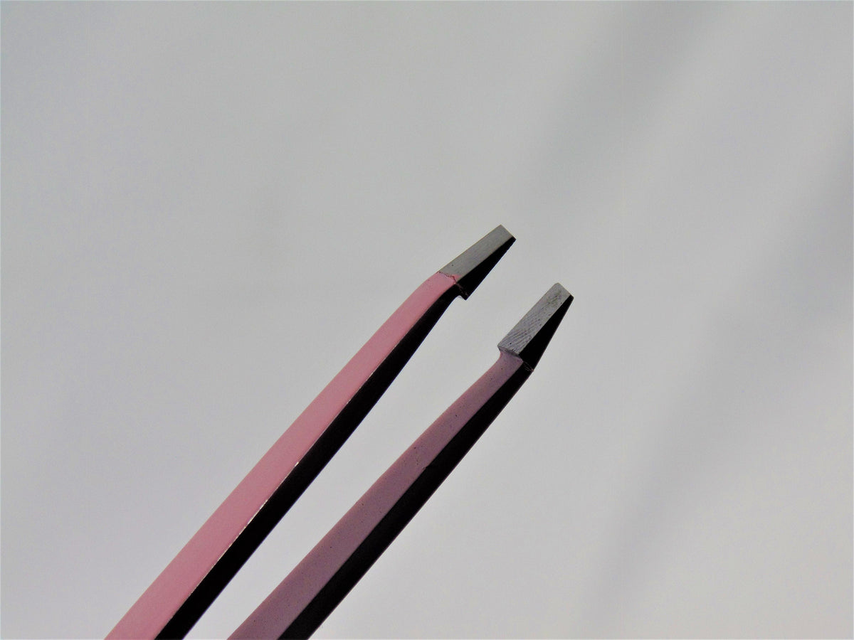 Pink Eyebrow Tweezers Slanted Tip 4" inches